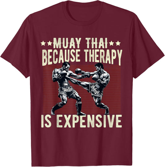 Muay Thai Fighter Dad Boys Thai Kickboxing Fighting T-Shirt - T-Shirt | Maroon