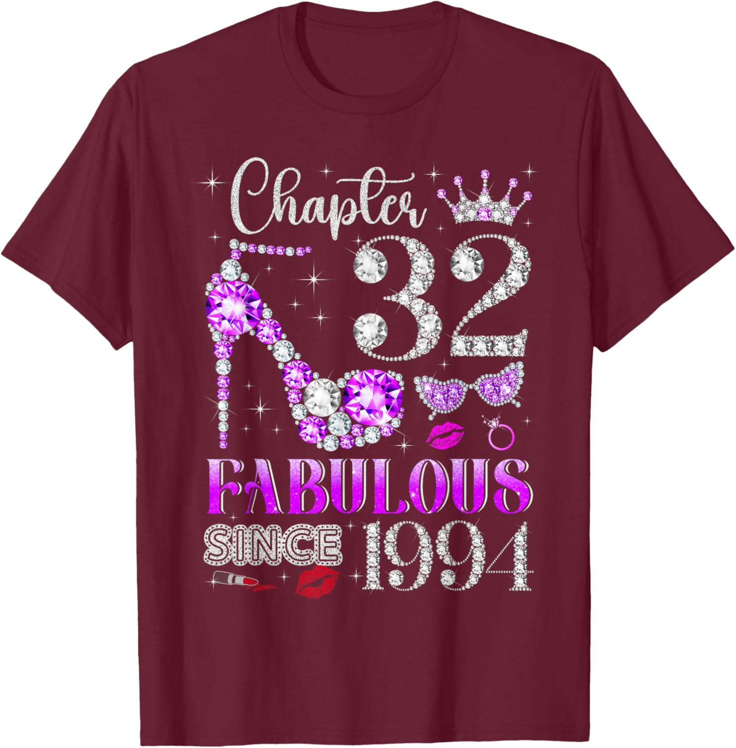 Chapter 32 Fabulous Since 1994 32nd Birthday Ladies Girls T-Shirt - T-Shirt | Maroon