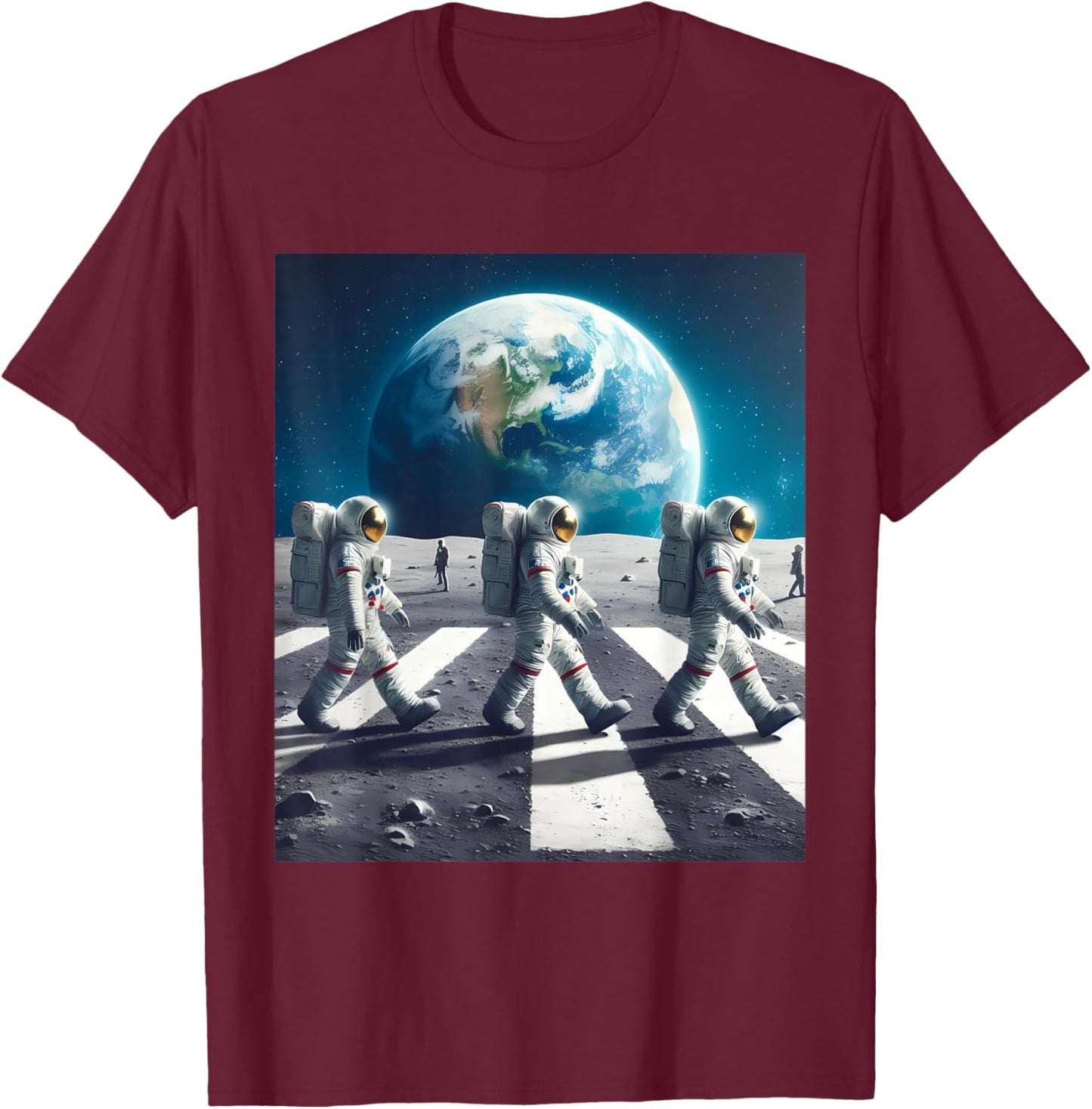 Abbey rd Crossing Moon Walk Beatle Astronauts T-Shirt - T-Shirt | Maroon