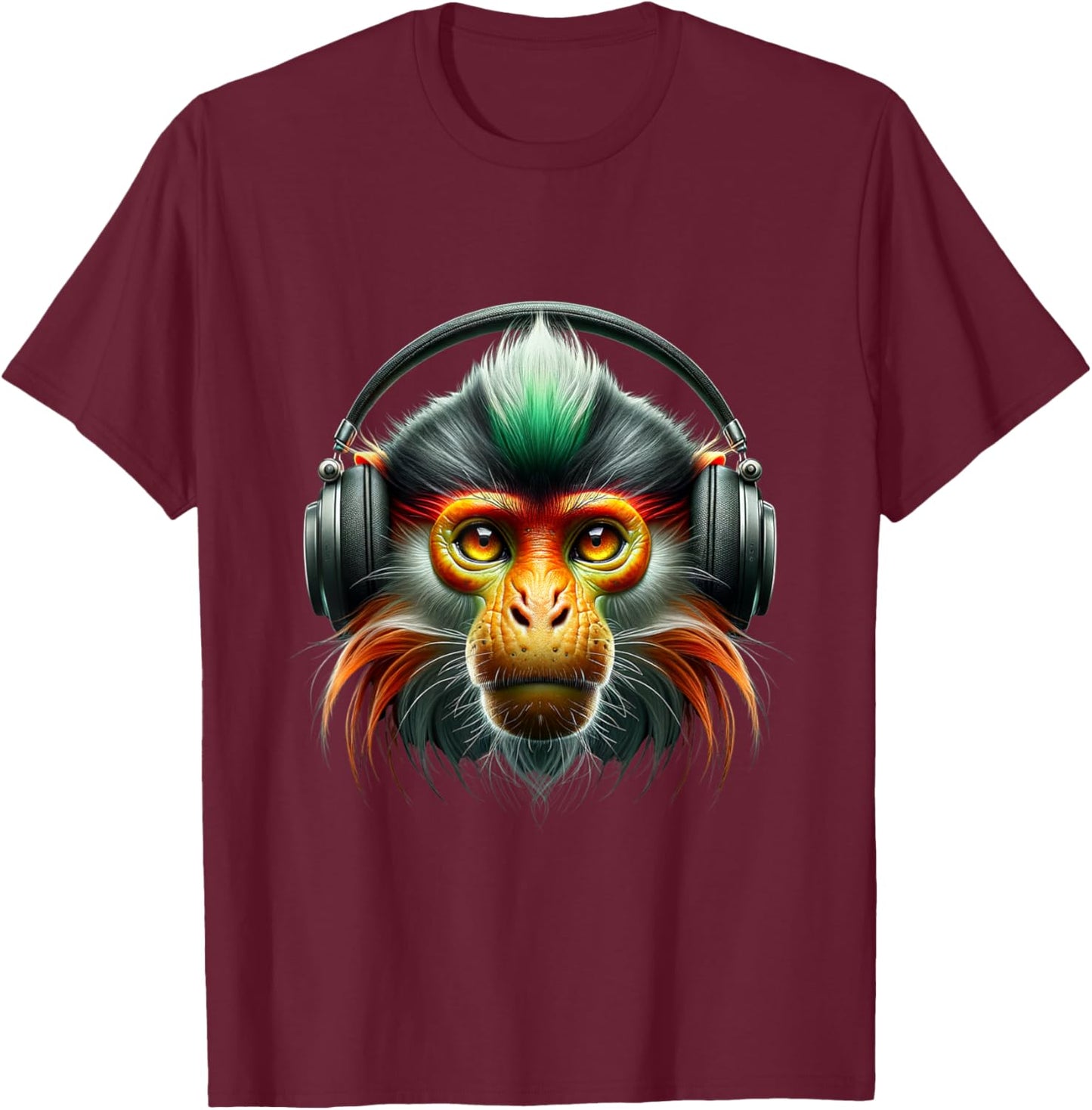 Red-shanked douc Shirt Monkey Portrait Wildlife Exotic Ape T-Shirt - T-Shirt | Maroon