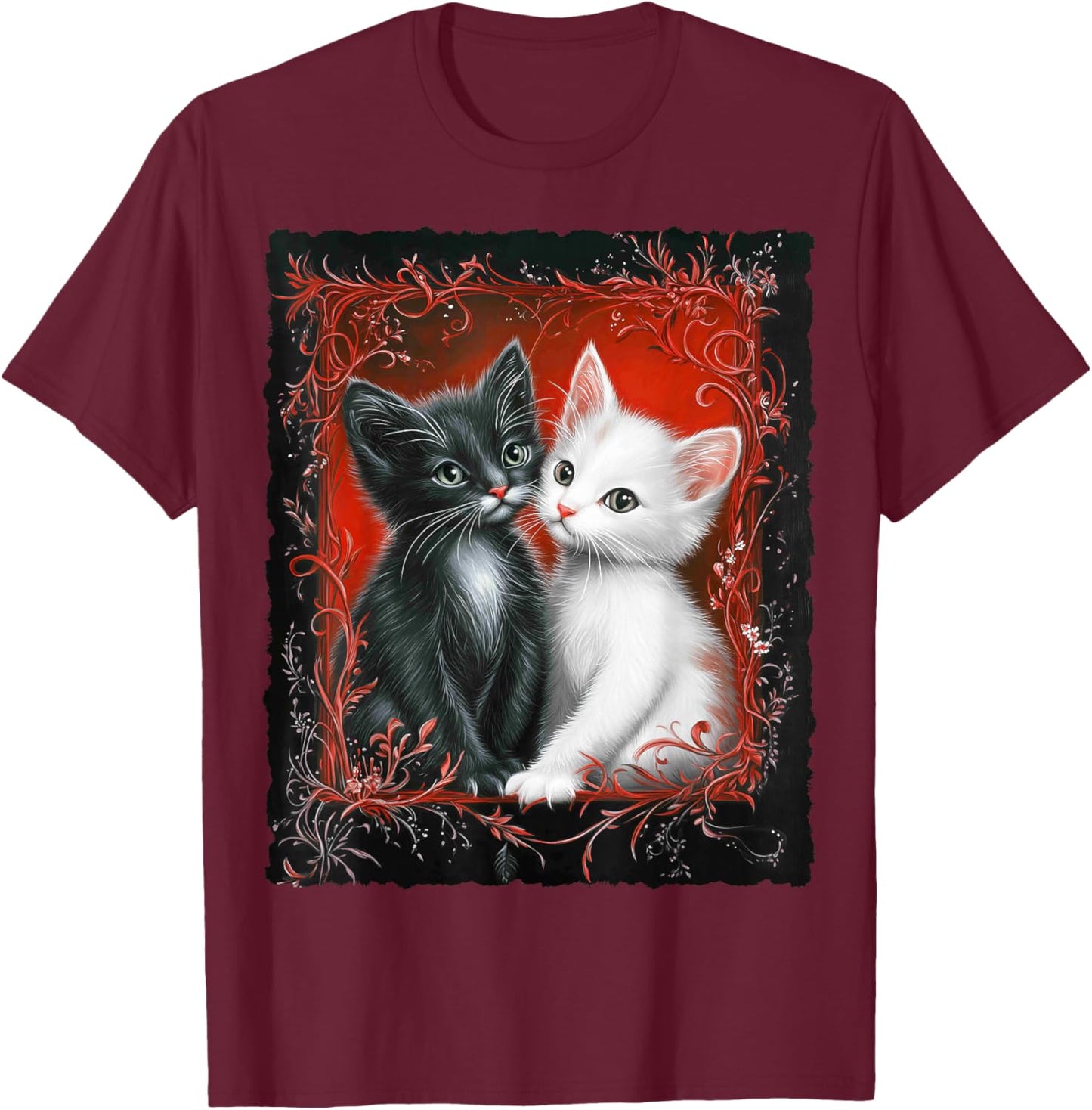 Cute Magical Cat Kitten Fantasy Art Design T-Shirt - T-Shirt | Maroon