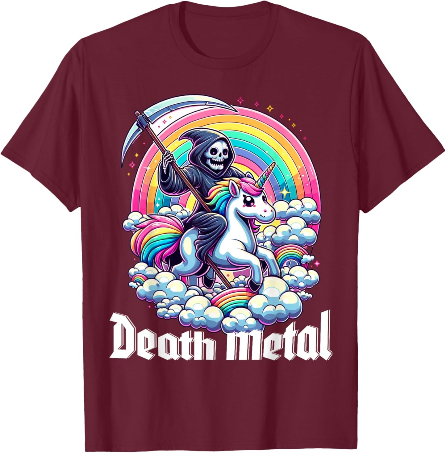 Unicorn Death Metal T-Shirt - T-Shirt | Maroon