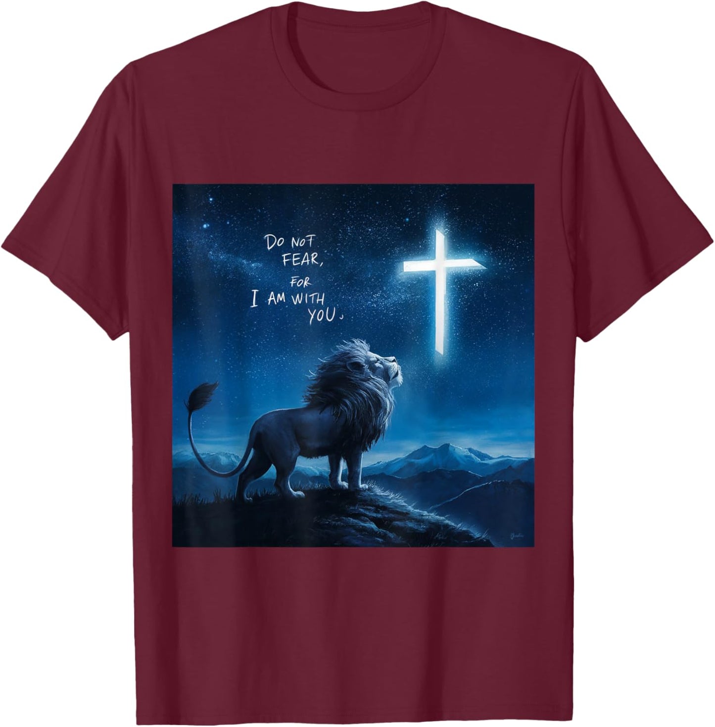 Christian Religious Bible Verse Sayings Lion Fear Scripture T-Shirt - T-Shirt | Maroon