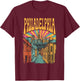 Vintage Philadelphia Pennsylvania Skyline Cityscape Retro T-Shirt - T-Shirt | Maroon