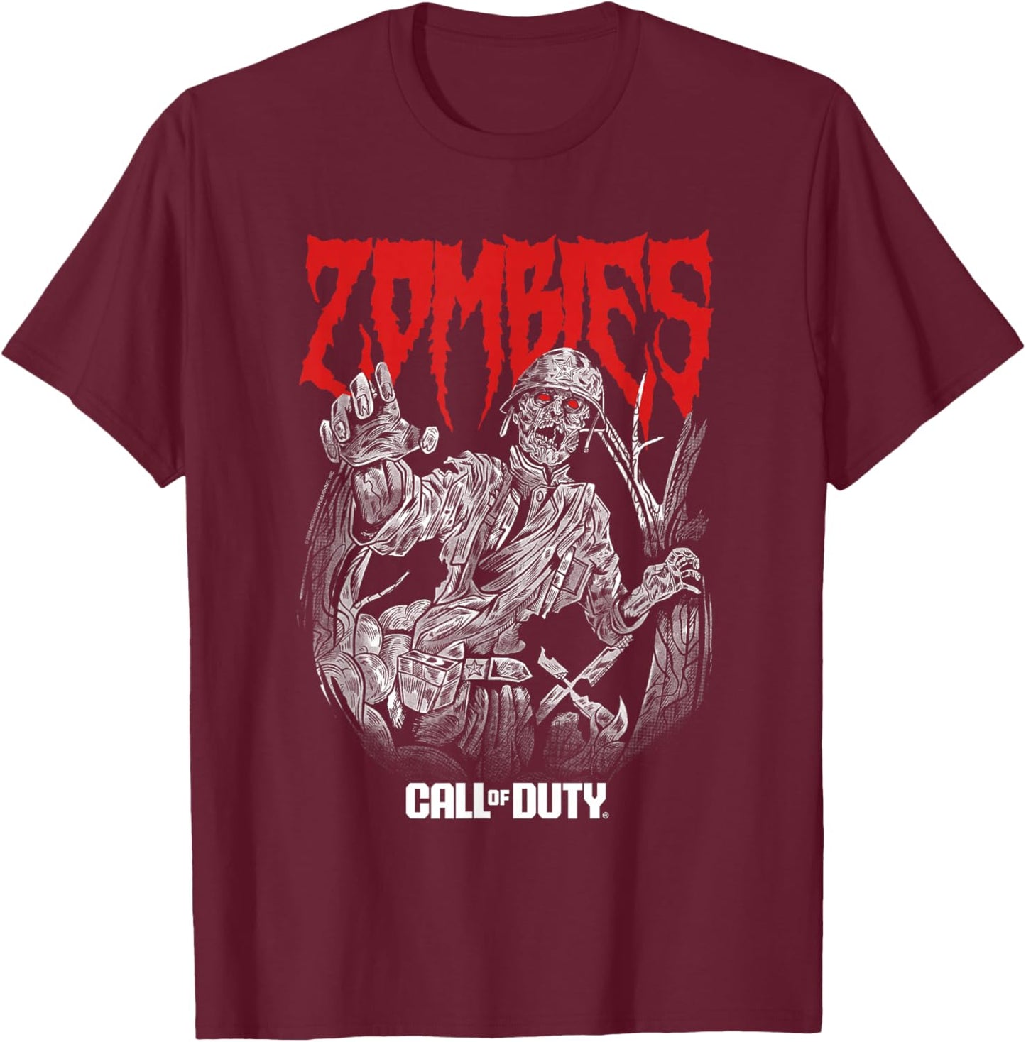 Call of Duty Zombies Gaming T-Shirt - T-Shirt | Maroon