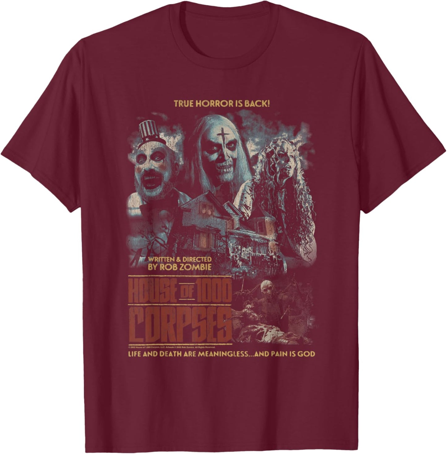 Rob Zombie Collage Poster Horror Movie T-Shirt - T-Shirt | Maroon