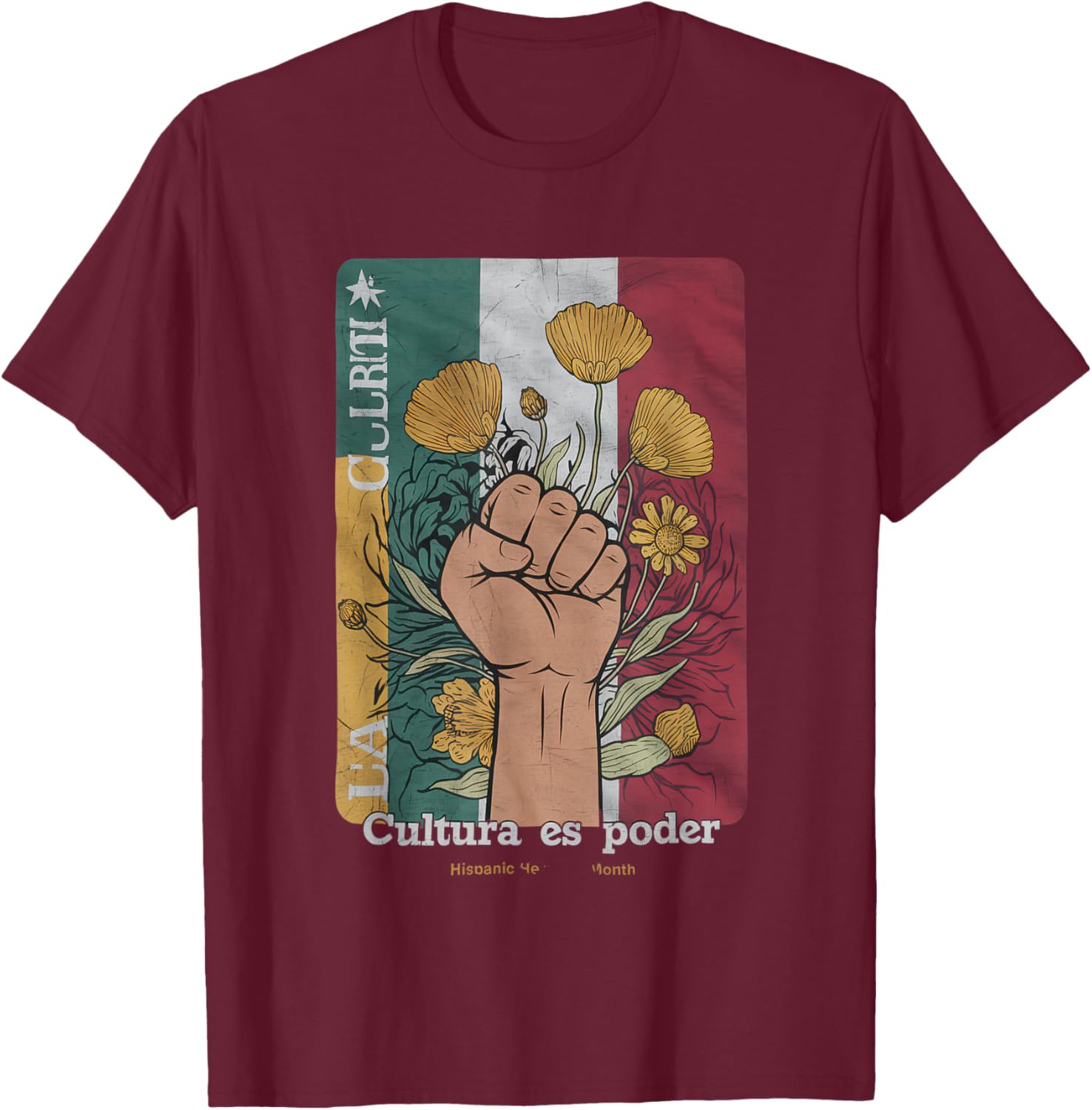 Cultura ES Poder Hispanic Heritage Latina Empowerment T-Shirt - T-Shirt | Maroon