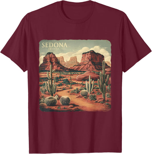 Retro Sedona Arizona Vintage Road Trip Outdoors Graphic T-Shirt - T-Shirt | Maroon