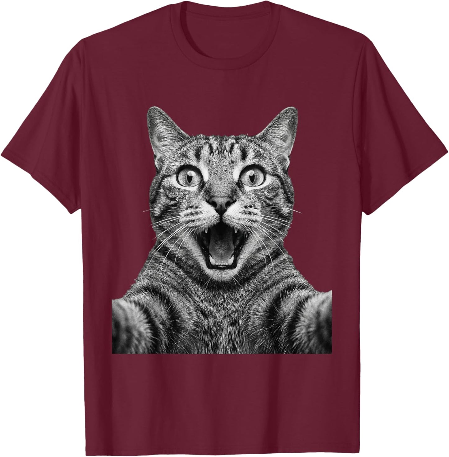 Funny Cat Selfie Meme Close Up T-Shirt - T-Shirt | Maroon
