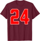 Red Sports Team Number #24 T-Shirt - T-Shirt | Maroon