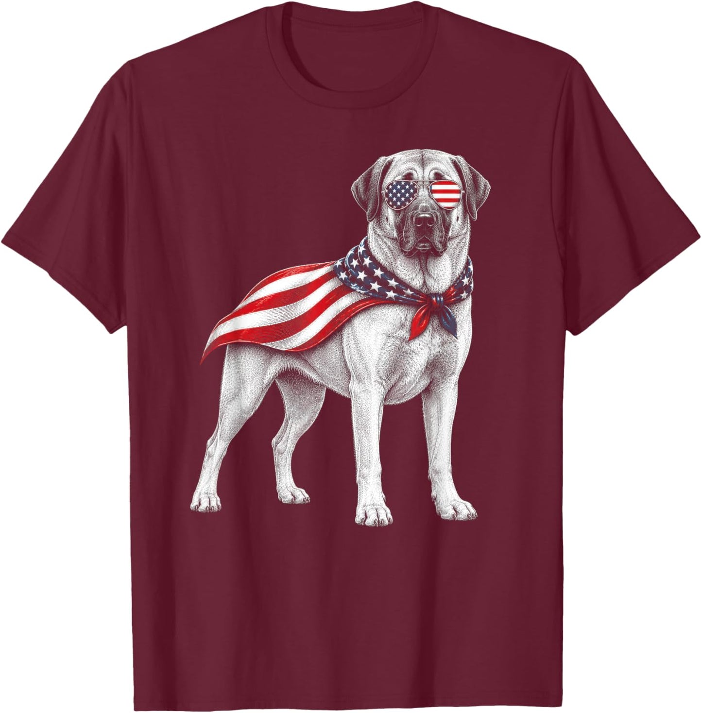 Anatolian Shepherd 4th of July US American Flag Patriotic T-Shirt - T-Shirt | Maroon