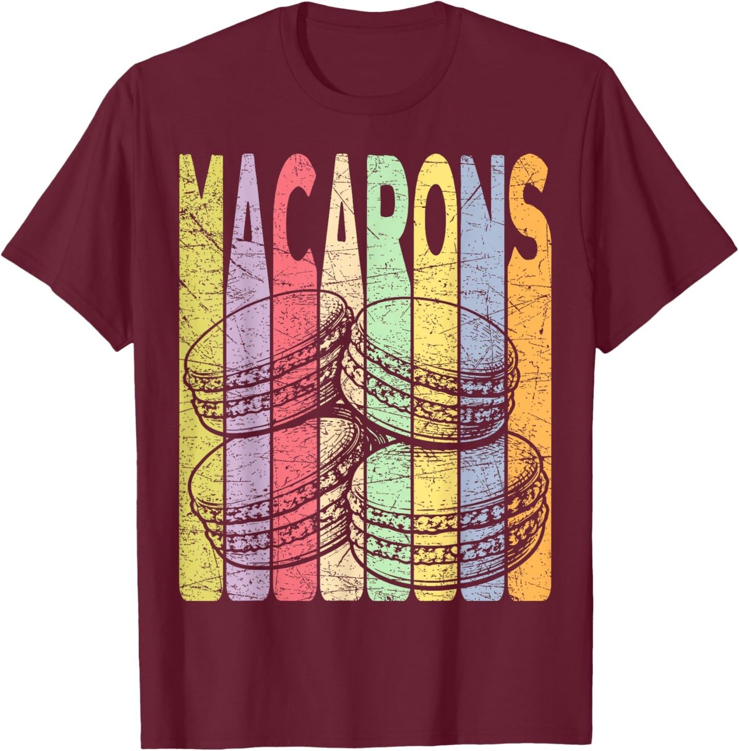 Macarons Vintage French Macaron Confection T-Shirt - T-Shirt | Maroon
