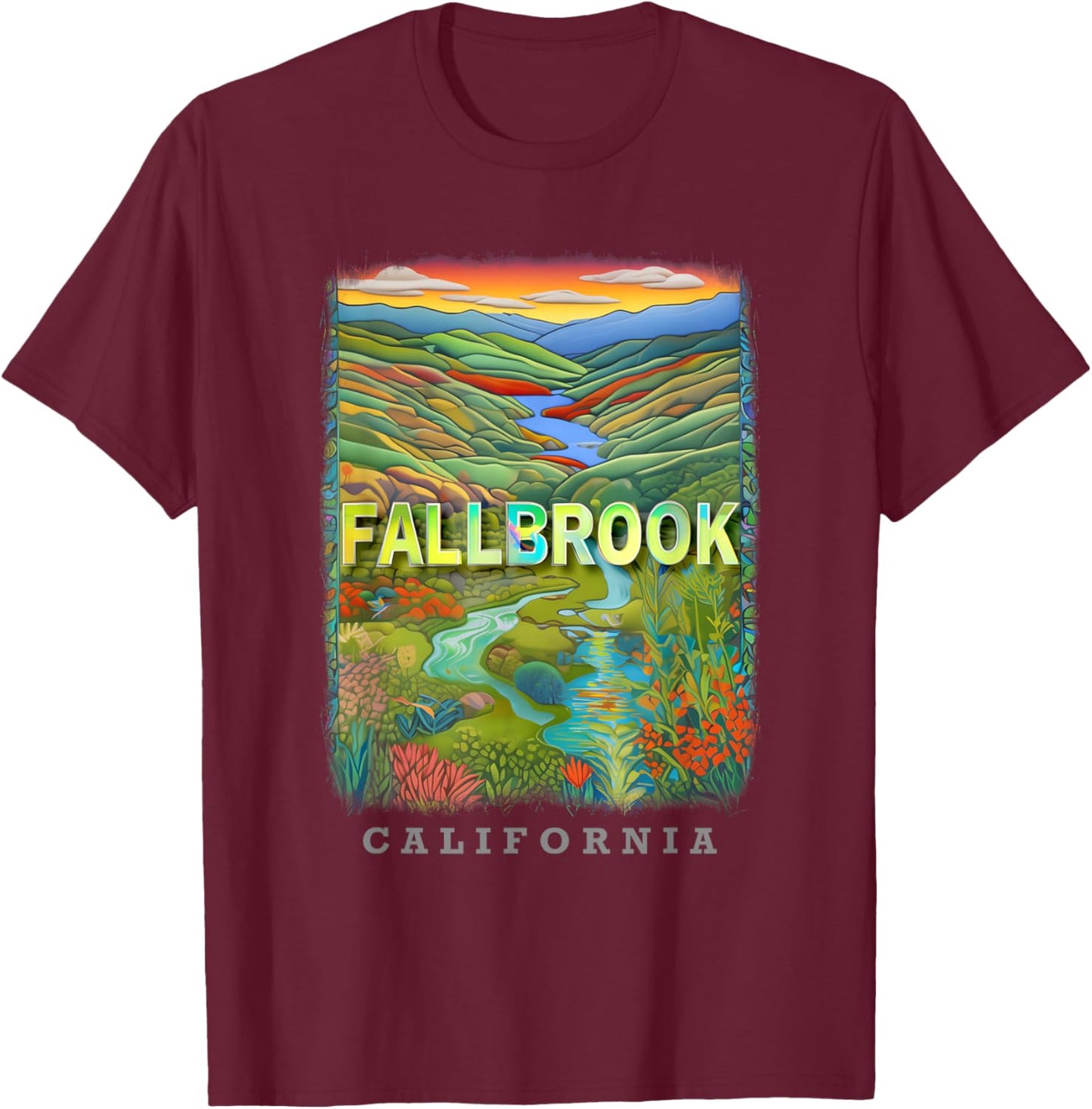Fallbrook California CA Nature's Retreat SD484 T-Shirt - T-Shirt | Maroon