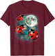 Three Ladybug Moon | Red Beetles Gardener Outdoors Cute Bug T-Shirt - T-Shirt | Maroon