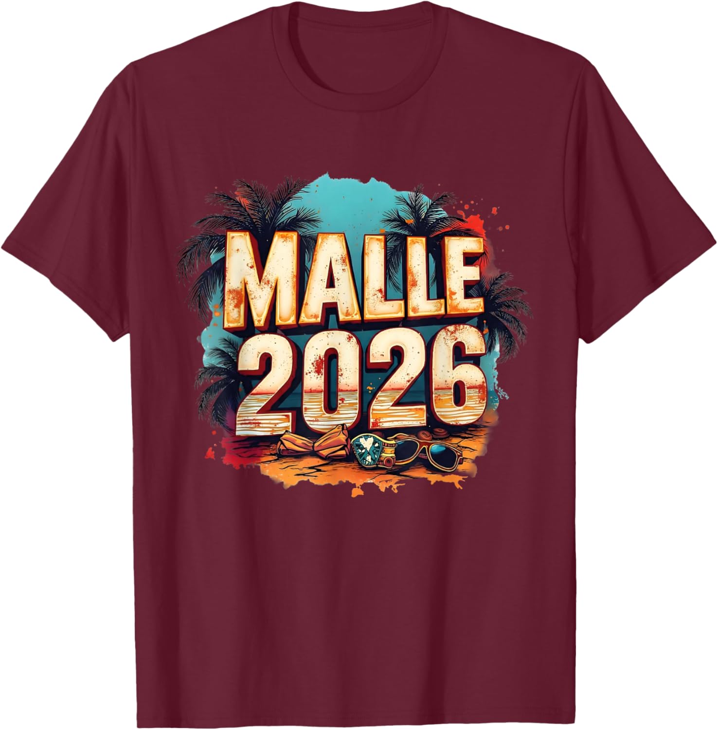 Malle 2026 | Mallorca Party Holiday Design for All Holidaymakers T-Shirt - T-Shirt | Maroon