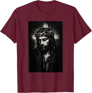Face of Jesus Christ with Crown of Thorns T-Shirt - T-Shirt | Maroon