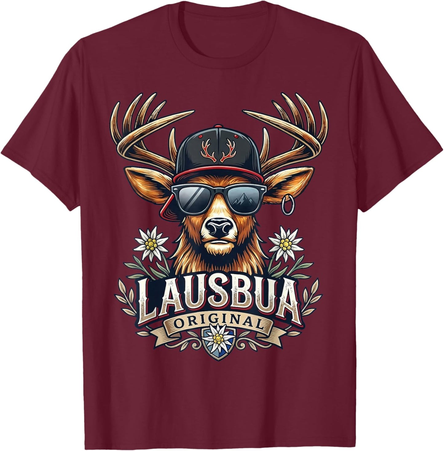 Lausbua Shirt Kinder Trachtenshirt Herren Lederhose Trachten T-Shirt - T-Shirt | Maroon