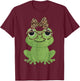 Cute Nerdy Leopard Bow Frog Funny Animal Women T-Shirt - T-Shirt | Maroon