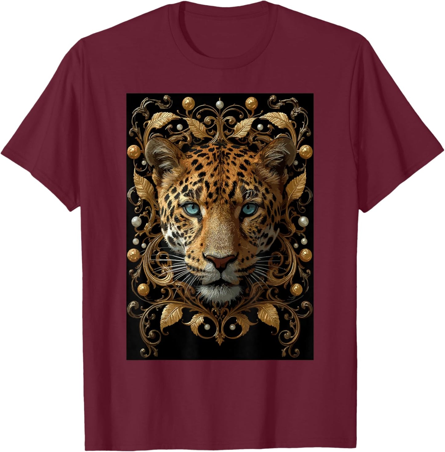 Leopard African Jungle Predator Fast Wild Animal Safari T-Shirt - T-Shirt | Maroon