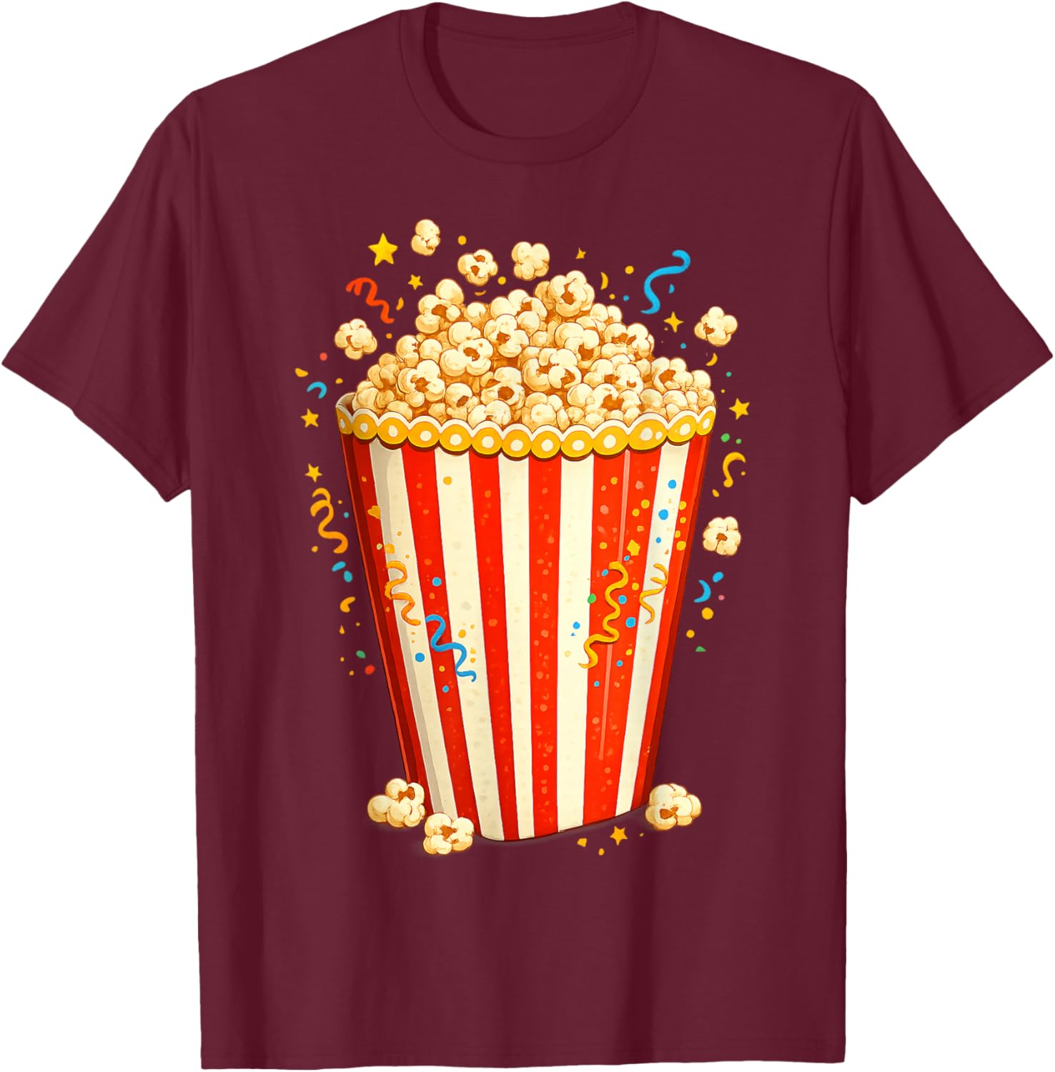 Popcorn Costume Carnival Fancy Dress Funny Popcorn Motif T-Shirt - T-Shirt | Maroon