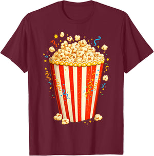 Popcorn Costume Carnival Fancy Dress Funny Popcorn Motif T-Shirt - T-Shirt | Maroon