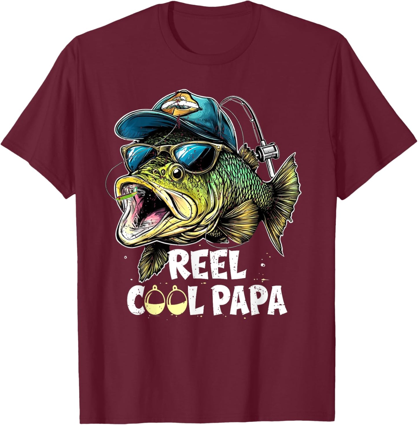 Reel Cool Papa graphic Papa Father's Day T-Shirt - T-Shirt | Maroon