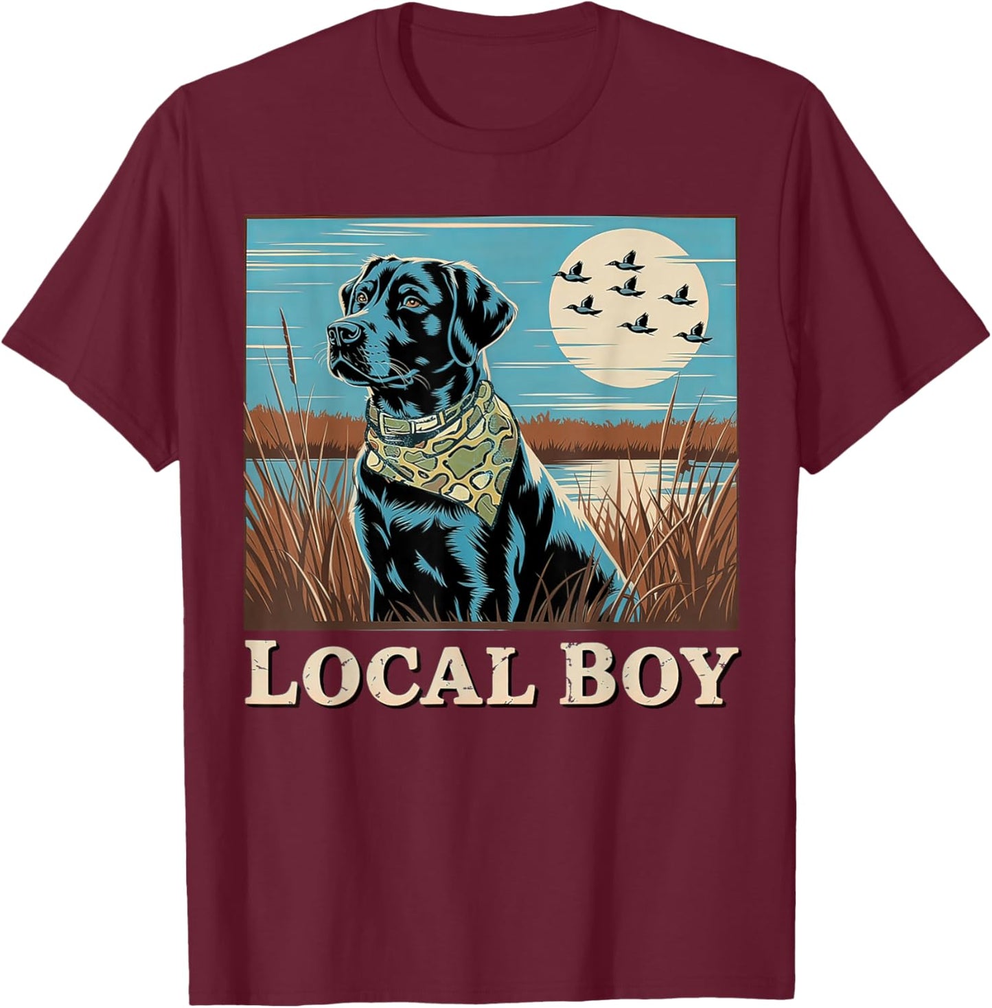 Local Boy Black Lab Hunting T-Shirt - T-Shirt | Maroon