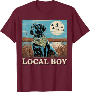 Local Boy Black Lab Hunting T-Shirt - T-Shirt | Maroon