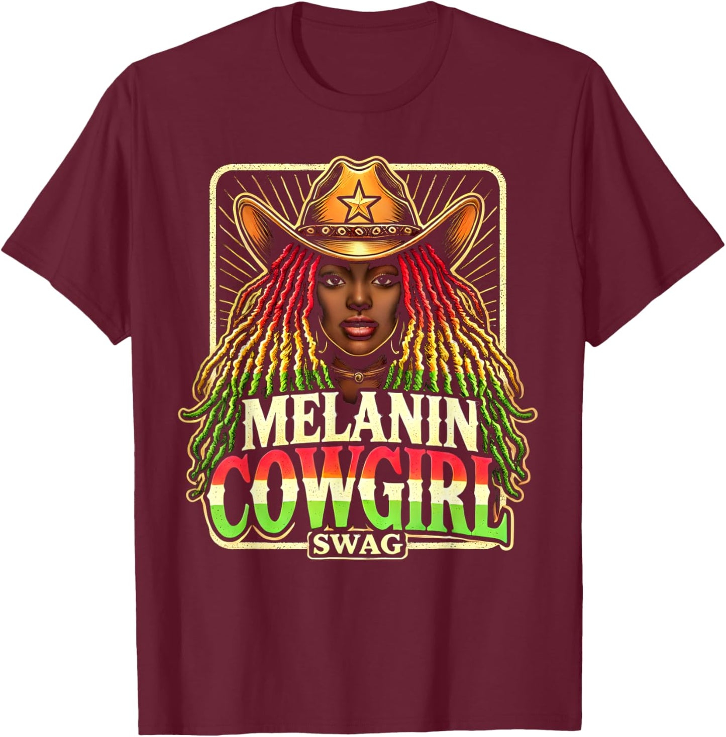Melanin Cowgirls African American Cowgirl Swag T-Shirt - T-Shirt | Maroon