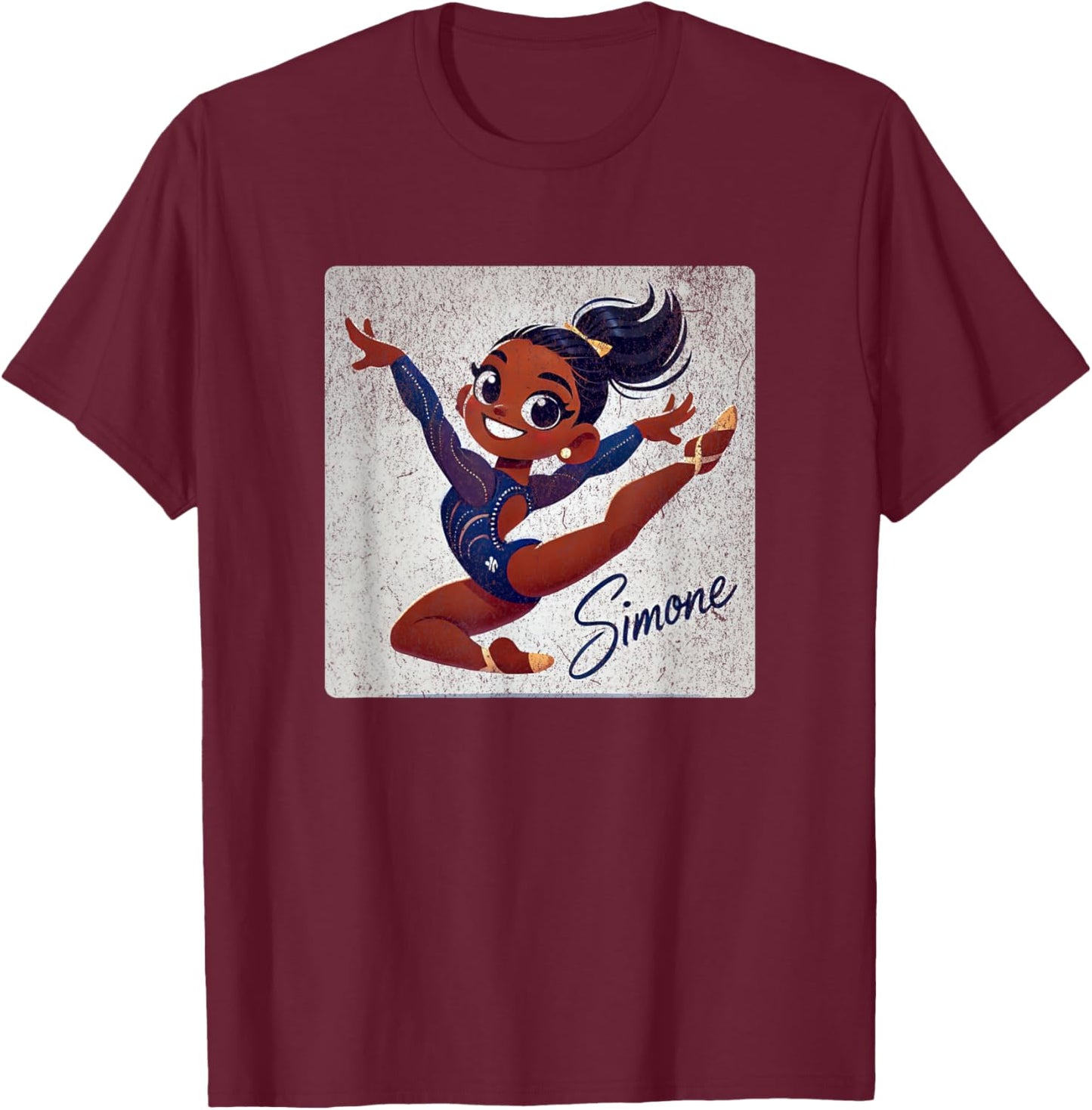 Simone T World Champion Retro Boys and Girls T-Shirt - T-Shirt | Maroon