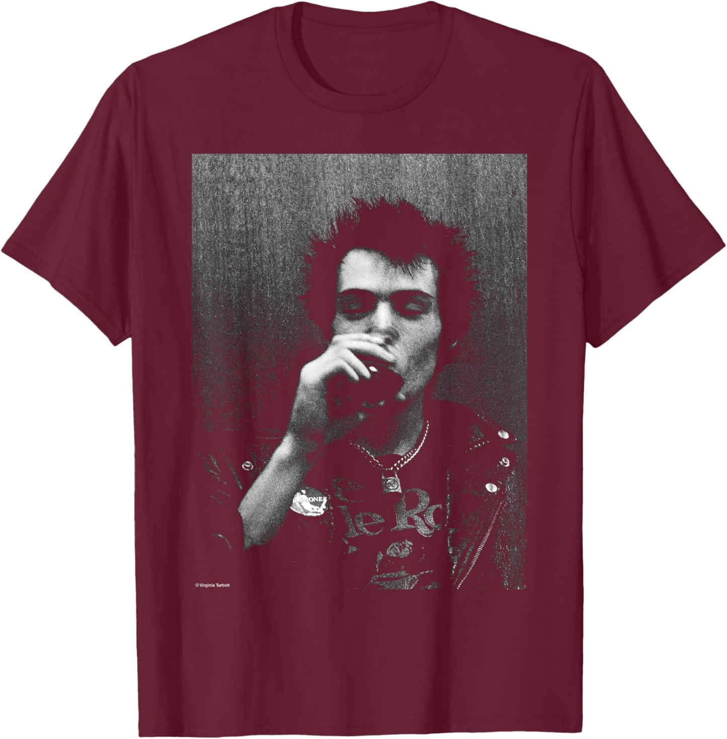 Sid Vicious Sex Pistols Bass Player of Virginia Turbett T-Shirt - T-Shirt | Maroon