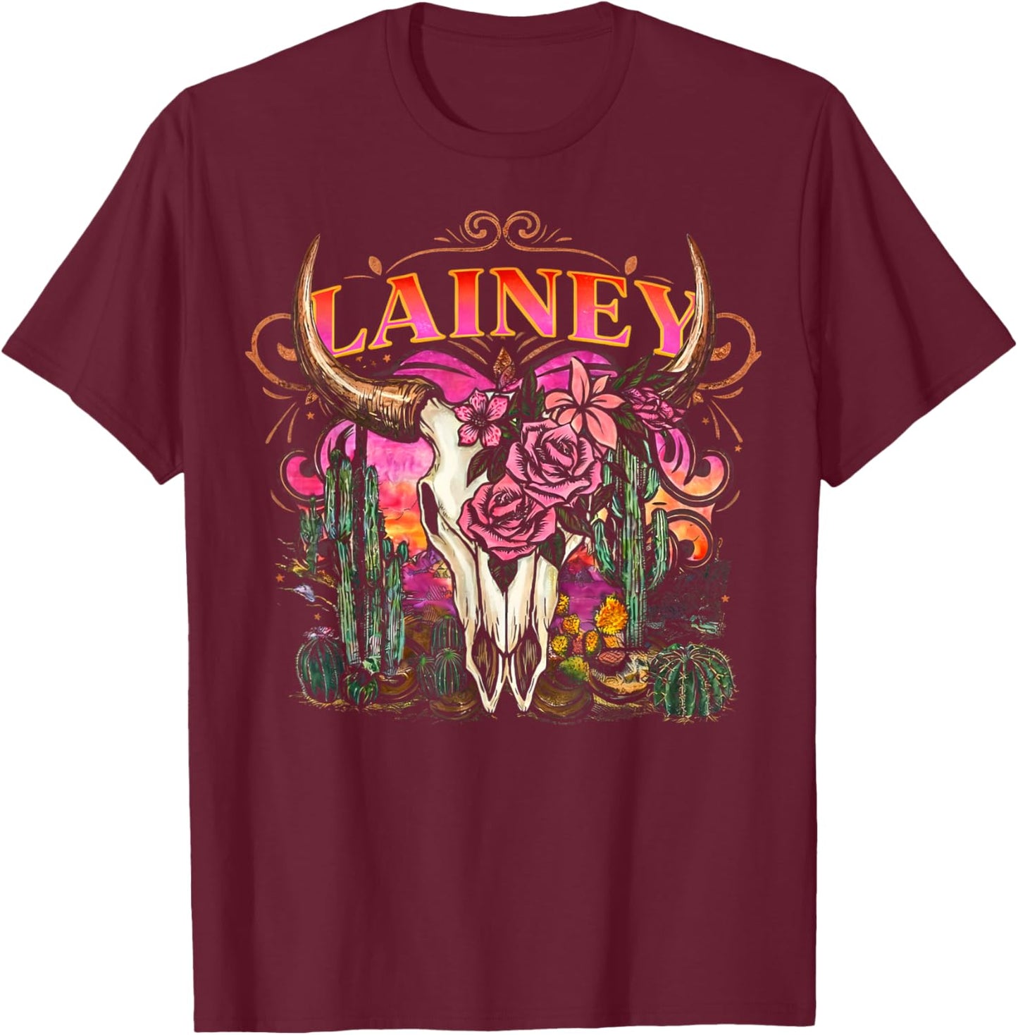 Retro Lainey Western Gifts Women Kids T-Shirt - T-Shirt | Maroon