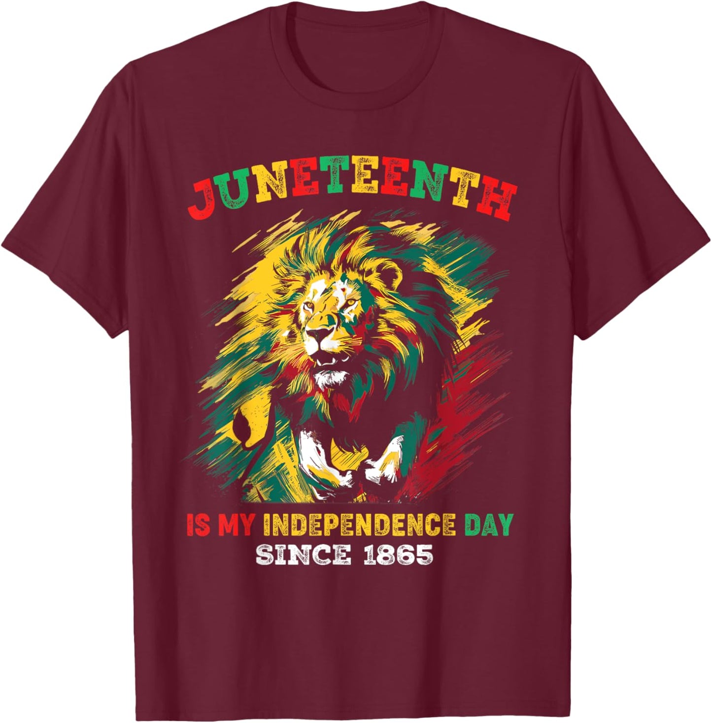 Juneteenth Is My Independence Day Lion Free-ish Since 1865 Kids Men T-Shirt - T-Shirt | Maroon