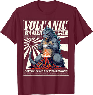 Giant Kaiju Eating Japanese Ramen Monster Lover Birthday T-Shirt - T-Shirt | Maroon