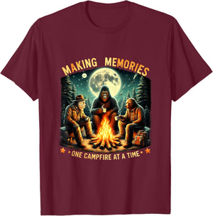 Retro Making Memories One Campfire At A Time Bigfoot Camping T-Shirt - T-Shirt | Maroon
