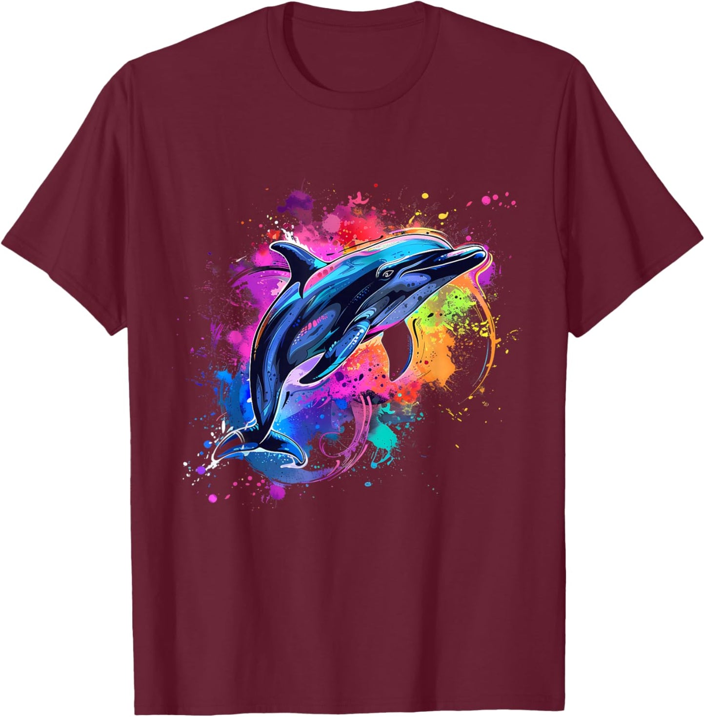 Dolphin Sea Ocean Animal Lover Ocean Sea Dolphin Artwork T-Shirt - T-Shirt | Maroon