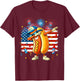 Funny Hotdog Dabbing Firework Patriotic USA Flag 4th of July T-Shirt - T-Shirt | Maroon