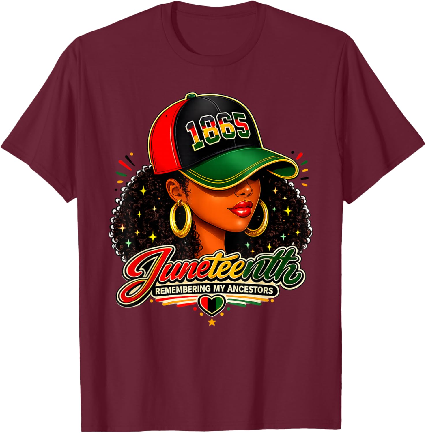 Juneteenth Remembering My Ancestors Women African American T-Shirt - T-Shirt | Maroon