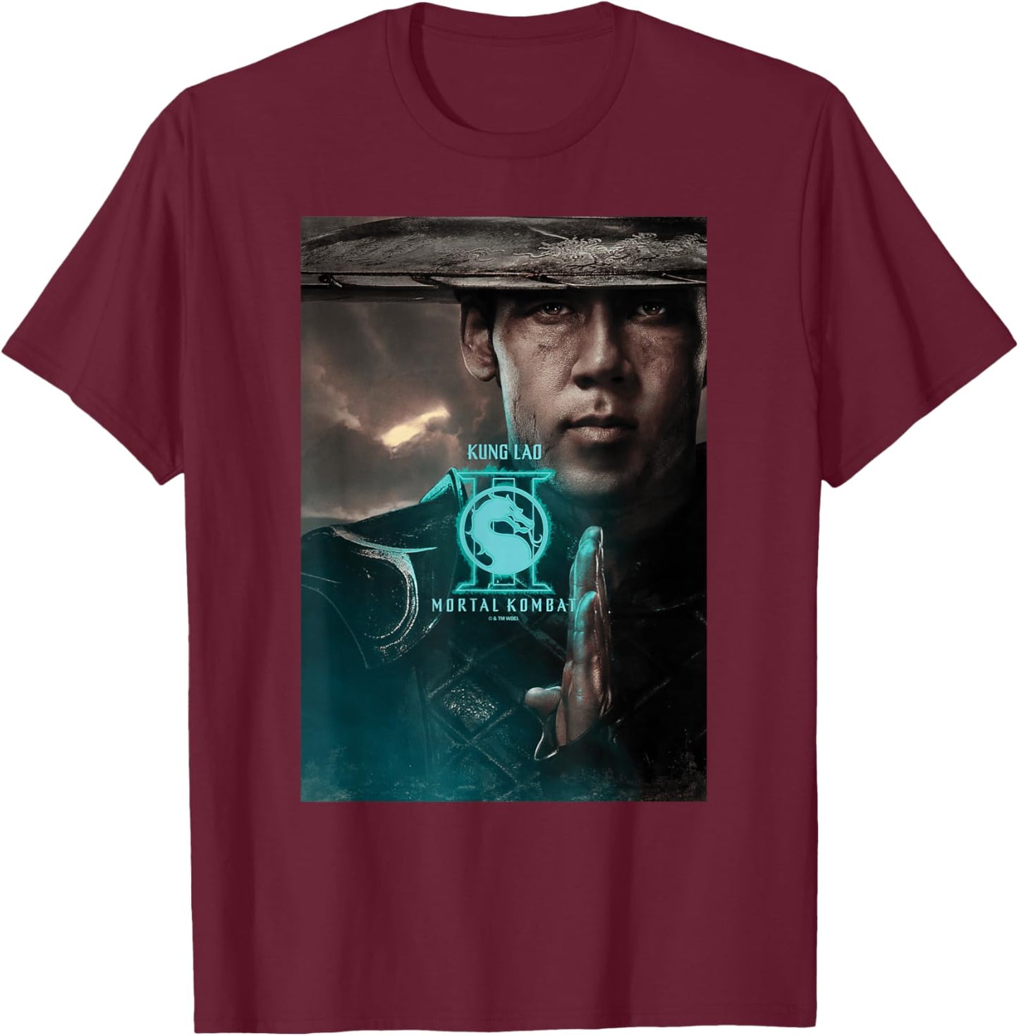 Mortal Kombat 2 Kung Lao Official Character Poster T-Shirt - T-Shirt | Maroon