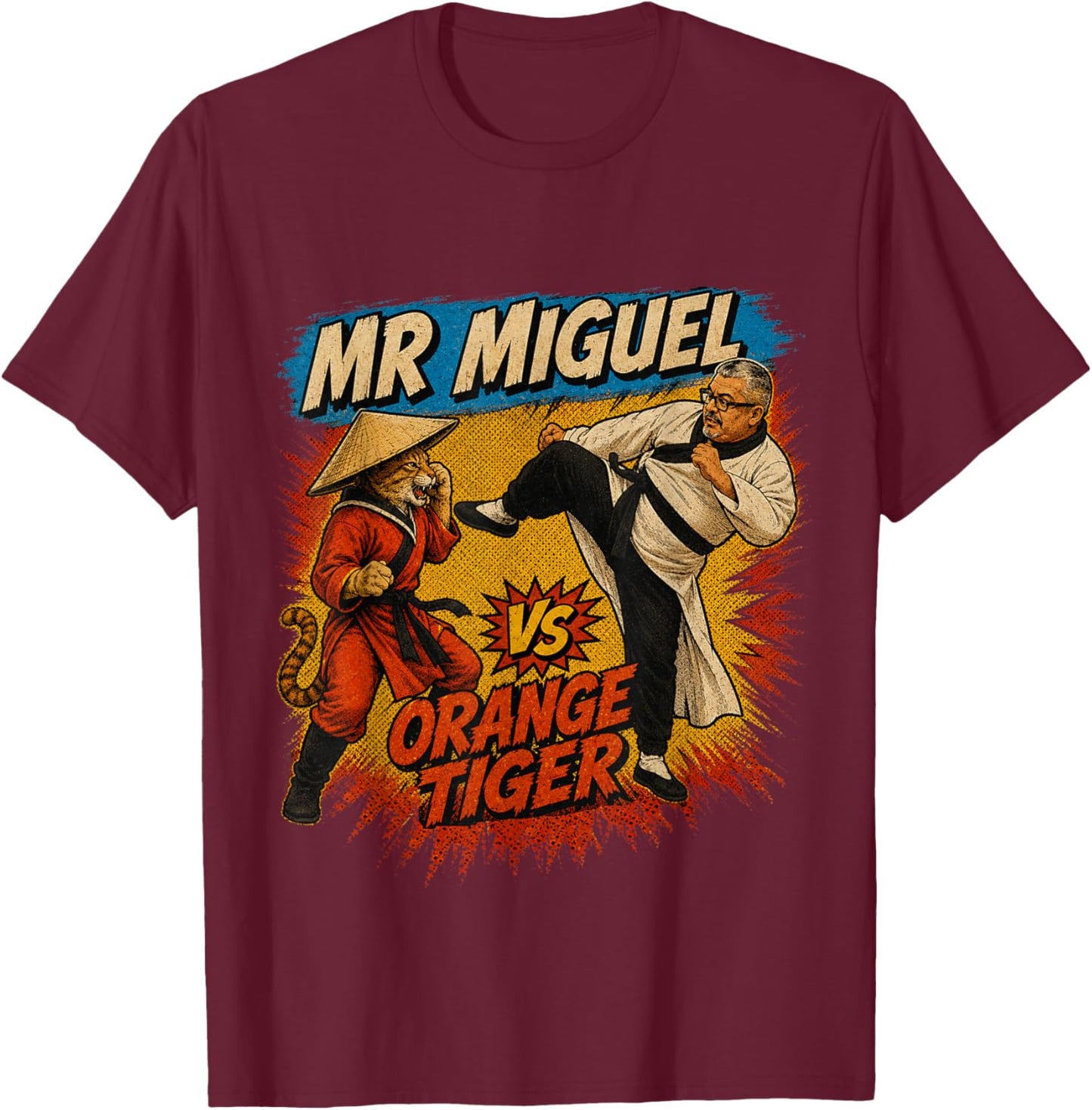 Mistah Miguel, Kung Fu Cat Design T-Shirt - T-Shirt | Maroon