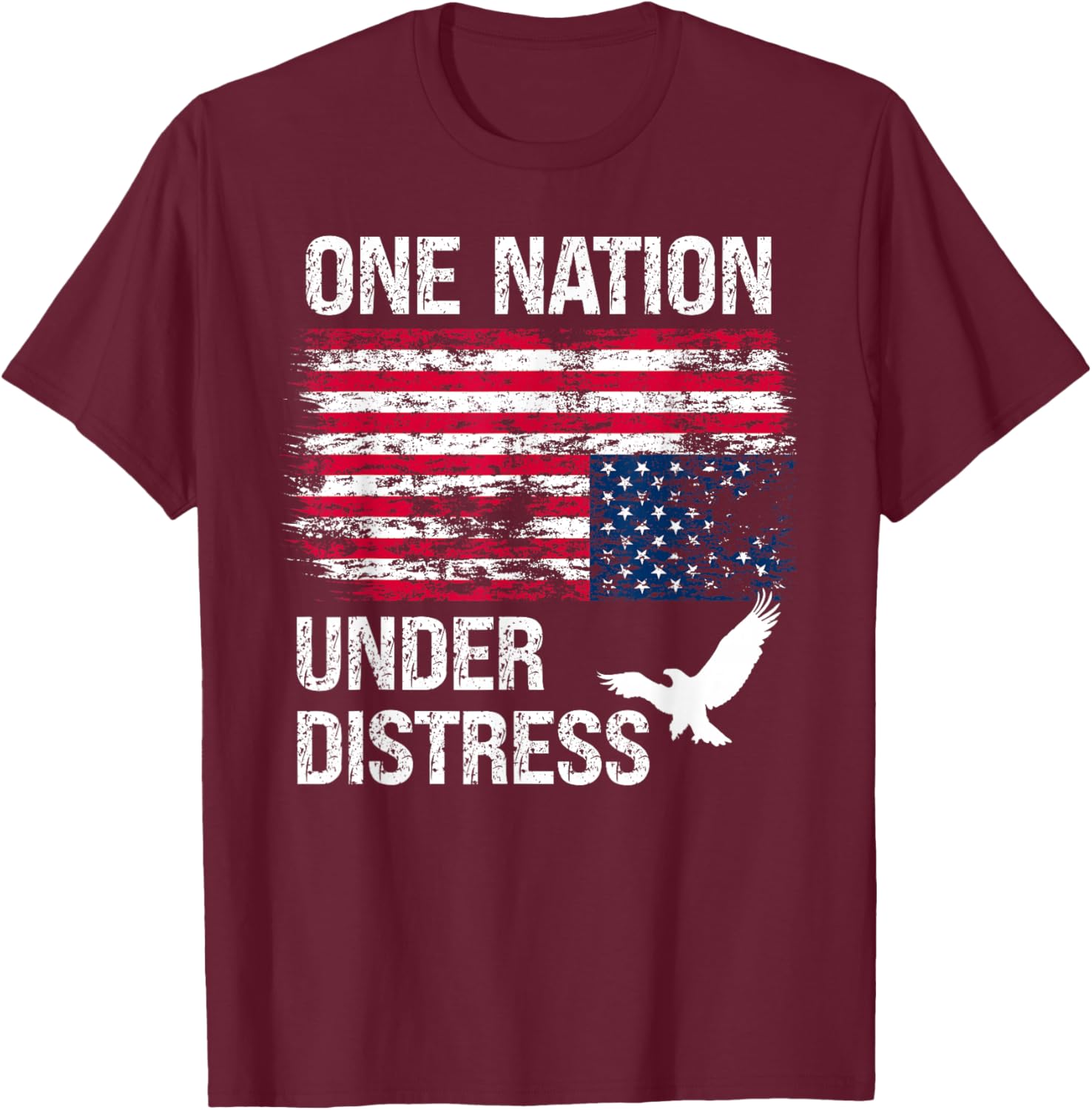 America Under Distress USA Upside Down American Flag US Flag T-Shirt - T-Shirt | Maroon