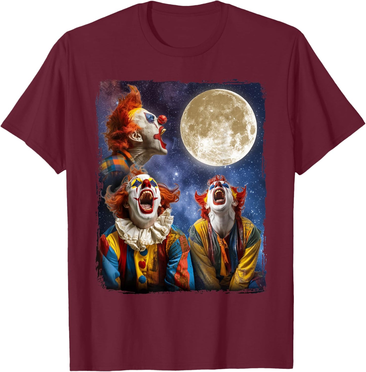 Clowns Howling Moon T-Shirt - T-Shirt | Maroon
