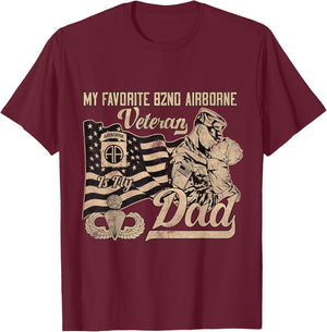 Proud 82nd Airborne Division Veteran Is My Dad Father's Day T-Shirt - T-Shirt | Maroon