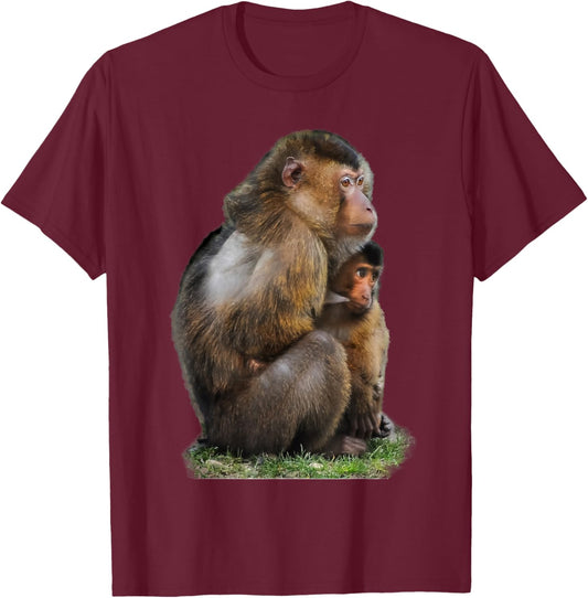 Really Like Macaque Monkey Macaques T-Shirt - T-Shirt | Maroon