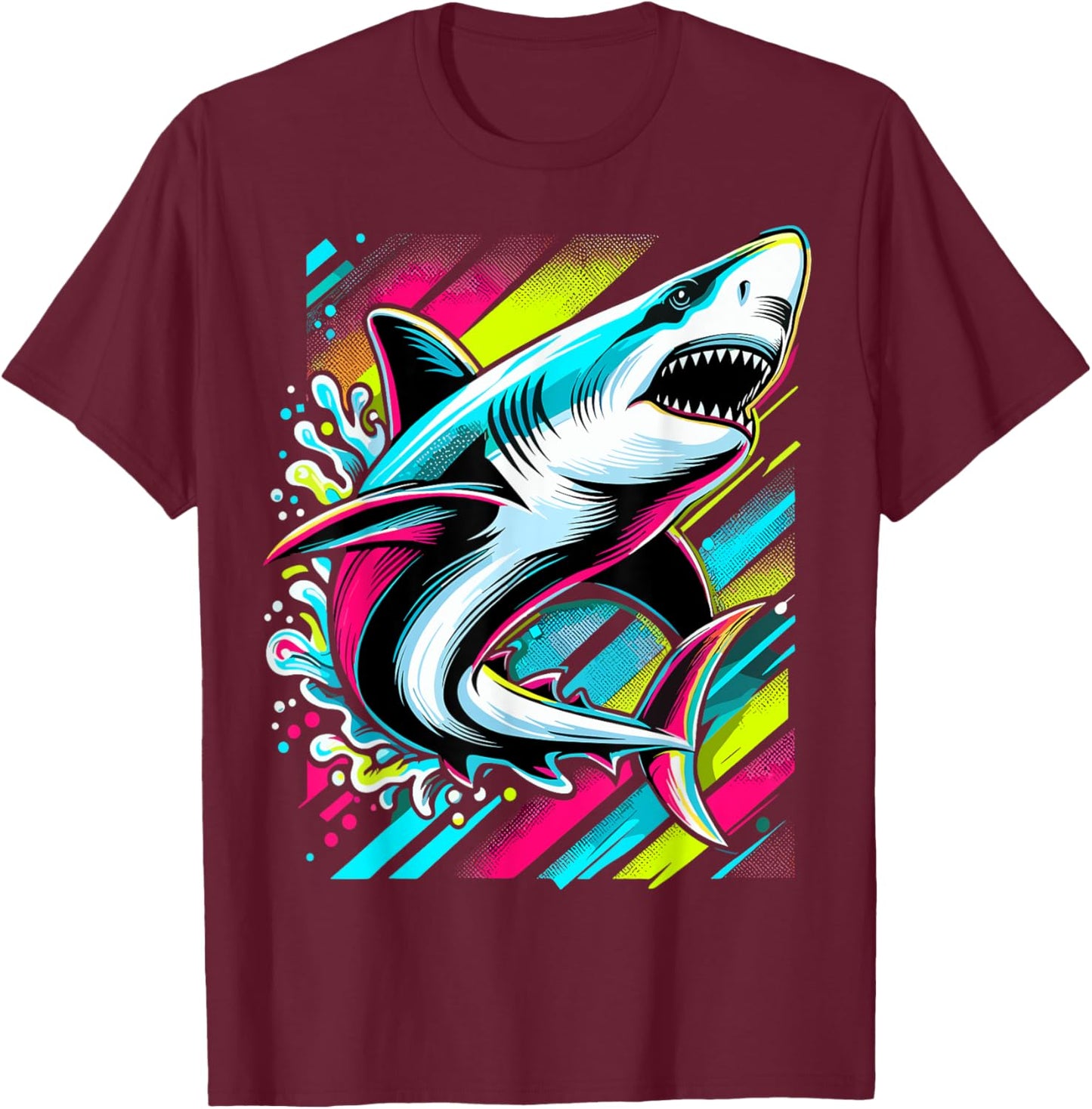 Shark Animal Biology Sea Pop Art Shark T-Shirt - T-Shirt | Maroon