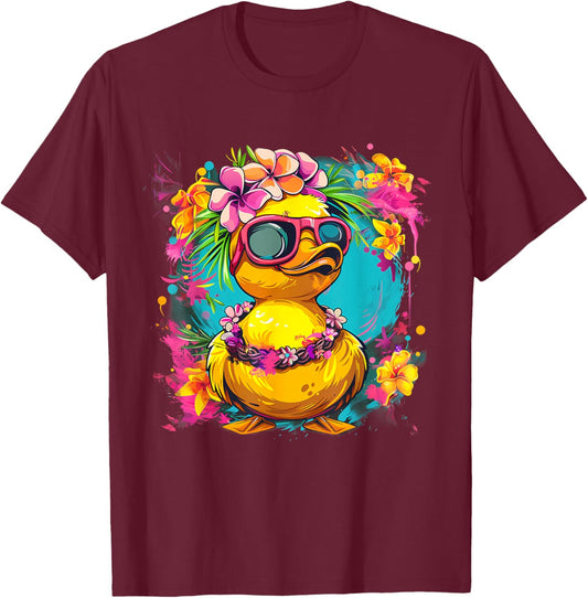 Rubber Duck Hawaiian Rubber Duckling Rubber Duckie Hawaii T-Shirt - T-Shirt | Maroon