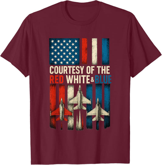 Courtesy of The Red White and Blue Vintage America Us Flag T-Shirt - T-Shirt | Maroon