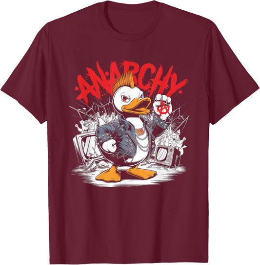 Punk Men's Women's Duck Rock Duckling Anarchy Punk , black, S T-Shirt - T-Shirt | Maroon