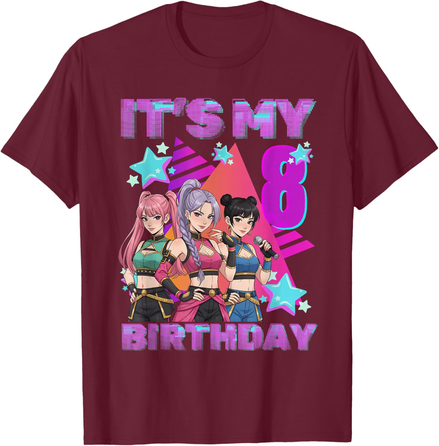 8 Years Birthday K Pop Kids 8th Birthday Girl K-Pop T-Shirt - T-Shirt | Maroon