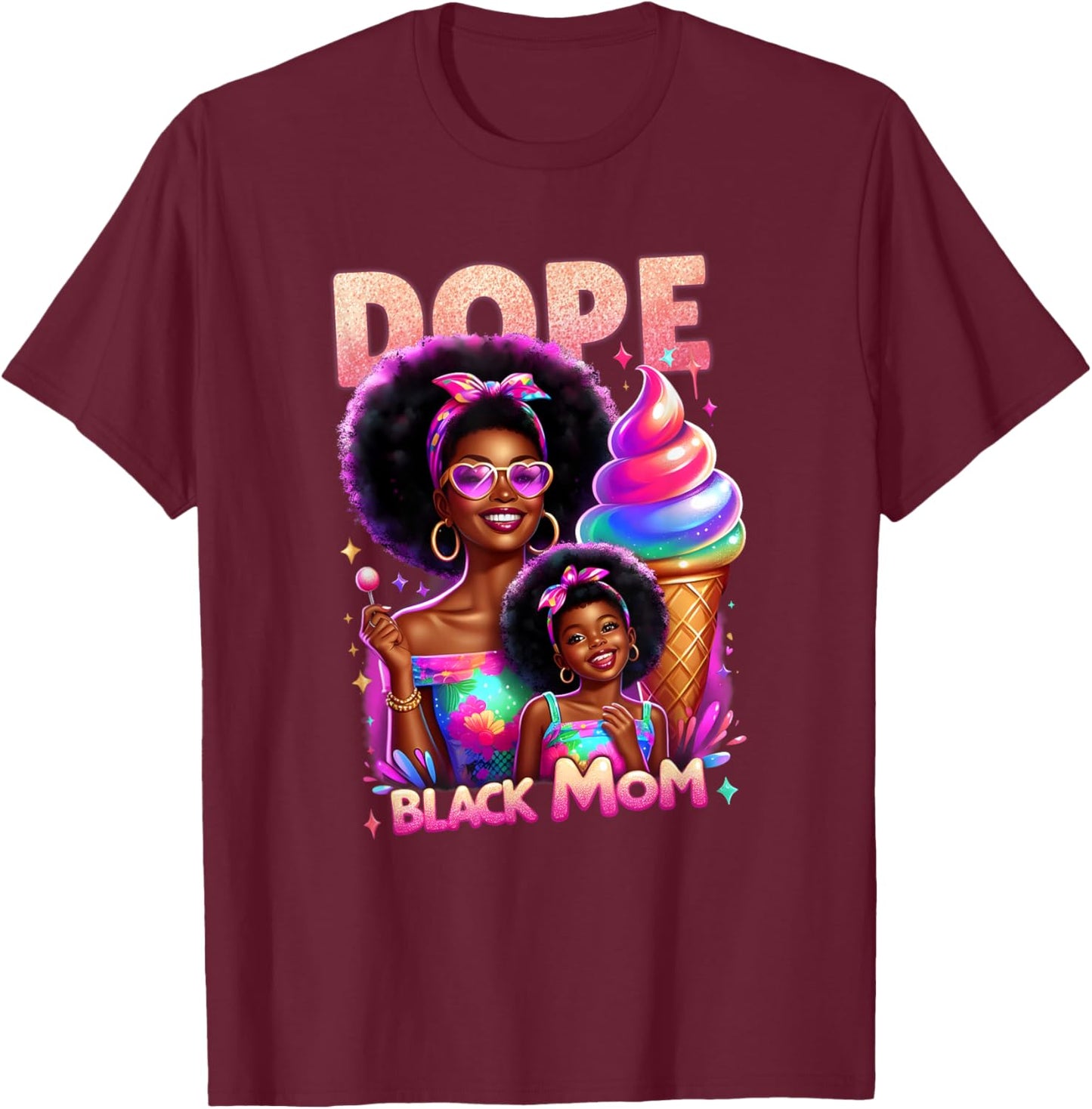 Melanin Mama Dope Black Mom Afro Queen African T-Shirt - T-Shirt | Maroon
